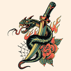 old school tattoo design vector illustration