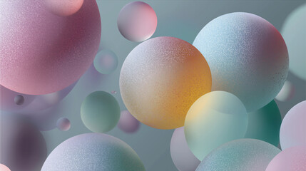 Abstract Floating Pastel Spheres on Soft Gradient Background
