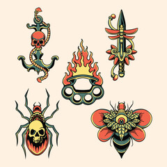 old school tattoo design vector illustration