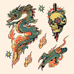 old school tattoo design vector illustration