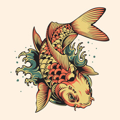 Koi fish tattoo design vector illustration