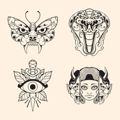 old school tattoo design vector illustration