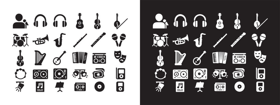 Large Set of User Interface (UI), Navigation, and Web Solid Glyph Icons