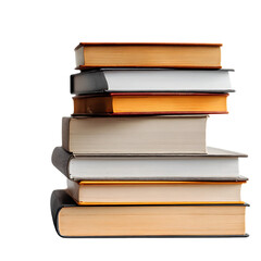 Pile of books isolated on transparent background, ideal for academic purposes