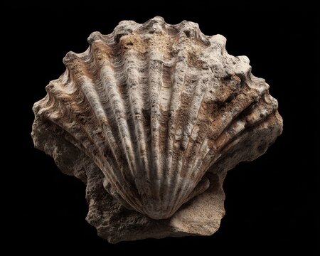 Brachiopod Fossil - Detailed Geological Stone with Isolated Macro View in Natural Mineral Texture