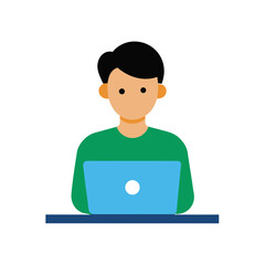 student attending online class via laptop  copy sp for web and graphic design.