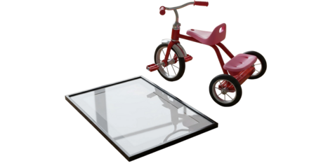 Red tricycle and blank frame