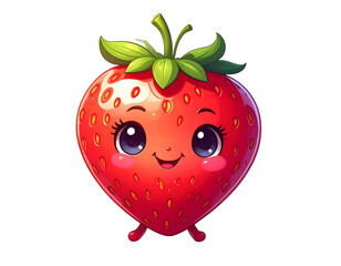 Obraz premium Cute strawberry with face 