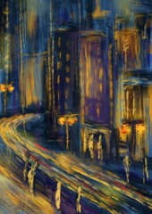 Noc w mieście ciemne kolry