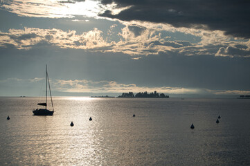 sunrise over the garda lake island