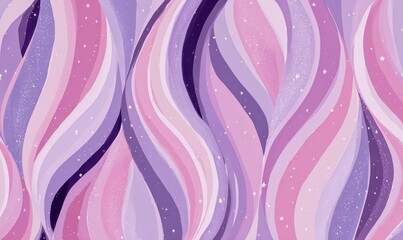 Purple and pink background with wavy lines and stars. The background is purple and pink, and the wavy lines