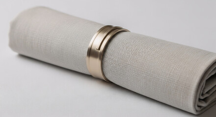 Elegant White Linen Napkin with Ring Vector Mockup for Wedding or Fine Dining generated ai