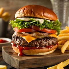hamburger on a black background