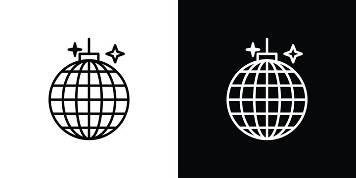 Disco ball icon. Line with editable stroke.