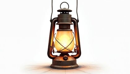 Old oil lantern radiates warm light. It has a metal frame and glass shade. Perfect for camping or emergency lighting. Rustic vintage lamp offers illumination. Shows history and tradition.