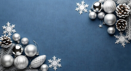 Minimalist Corporate Holiday Background with Silver & White Ornaments generated ai