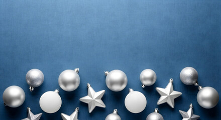 Minimalist Corporate Holiday Background with Silver & White Ornaments generated ai