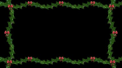 A minimalist Christmas frame featuring a dense holly and evergreen garland lining all four edges of the screen. - Powered by Adobe