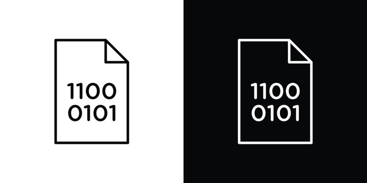 File Binary icon. Line with editable stroke.