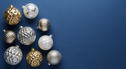 Minimalist Corporate Holiday Background with Silver & White Ornaments generated ai