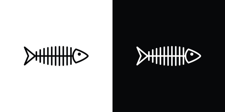 Fish bones icon. Line with editable stroke.
