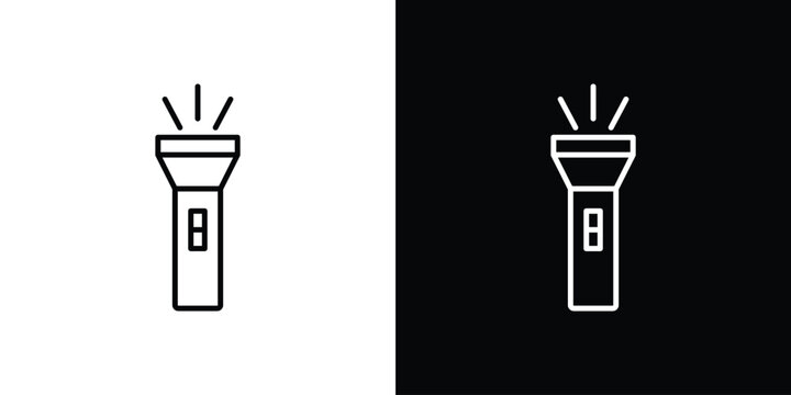 Flashlight icon. Line with editable stroke.