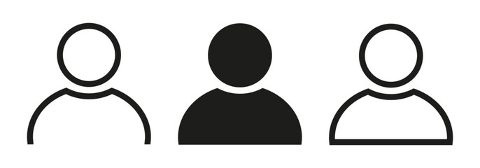 Fototapeta na wymiar User avatar icon, profile symbol in outline and solid style, default flat person icons isolated
