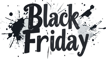 Fototapeta premium Black friday lettering with ink splatter design