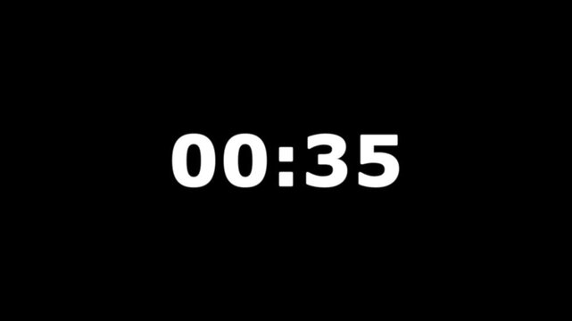 40 second countdown timer with black background for deadline tension suitable for presentation, websites, and social media posts. Light blue digital timer counting down to create urgency