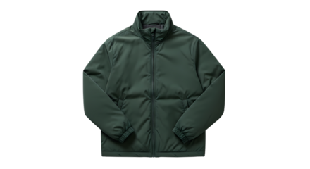 Green puffer jacket with zipper