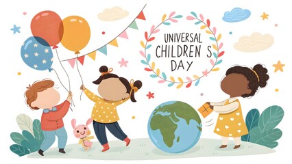Universal Children’s Day Celebration Cute Kids Art