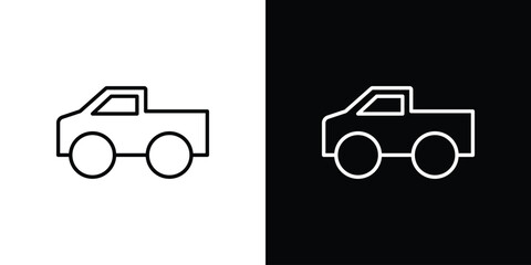 Monster truck icon. Line with editable stroke. © Bsbd