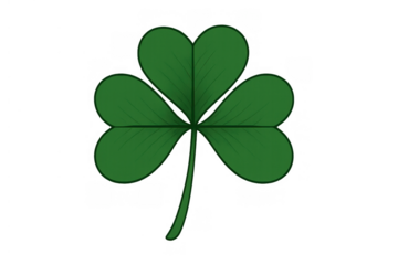 Green shamrock clover leaf representing st. Patrick's day, irish luck, and good fortune. Transparent background for easy use