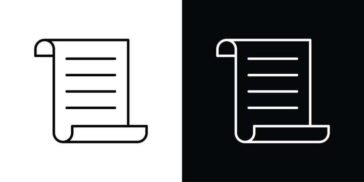Paper Scroll icon. Line with editable stroke.