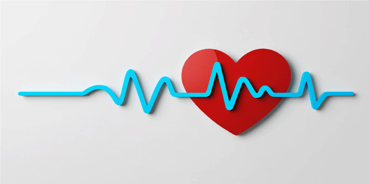 Medical ECG cardiogram line vector illustration of a healthy heartbeat pulse, symbolizing life, care, and love