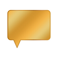 Glossy speech bubble. Golden color detail. Message Vector shape. Communication design element.
