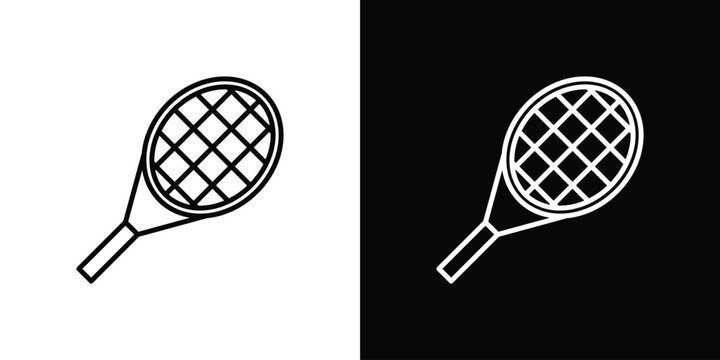 Racquet icon. Line with editable stroke.