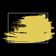 Obraz premium Abstract gold texture. Grunge paint blotch. Square framed Vector element. Artistic brush stroke.