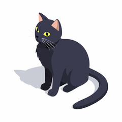 Obraz premium Black cat sitting with yellow eyes