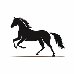 Black horse running silhouette