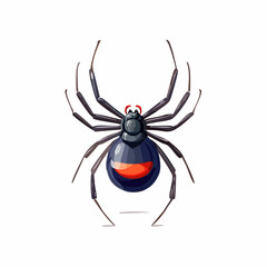 Black widow spider with red hourglass marking with transparent background