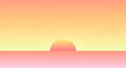 Sunset Seascape with Soft Pastel Hues - Minimalist Sunrise Over Ocean Graphic Illustration