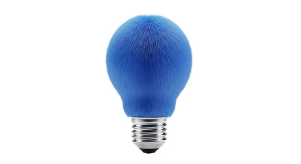 A blue light bulb covered in soft fur