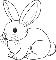 Simple line drawing of a cute sitting bunny rabbit