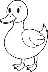 Simple line drawing of a cute baby duck standing