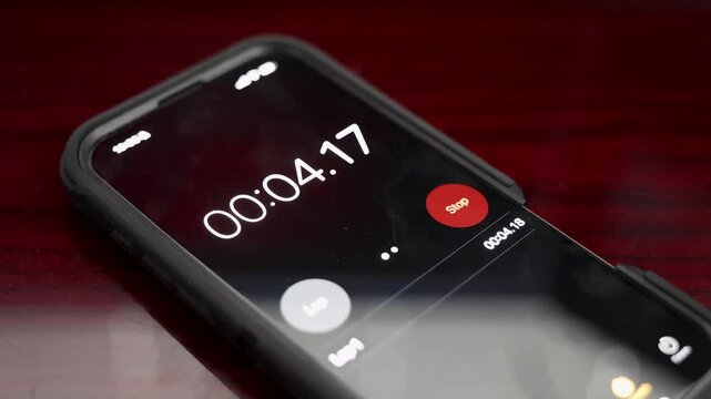 Smartphone Timer Counting Seconds on Wooden Table Close Up Footage 4K
