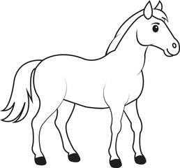 Simple outline drawing of a standing horse