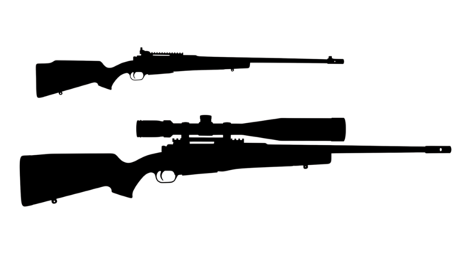 Two rifles in silhouette style for hunting - Powered by Adobe