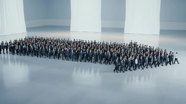 A large group of people standing in a formation.