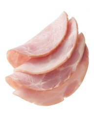 Close-up of raw chicken breast slices stacked together on a white background, showing fresh, lean, and tender meat suitable for cooking or meal